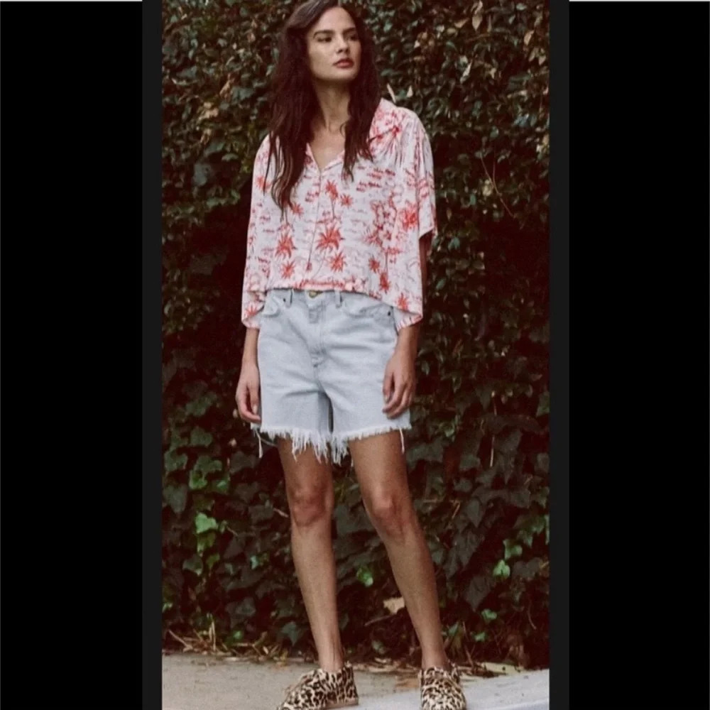 THE GREAT. Red and White Button Down Shirt